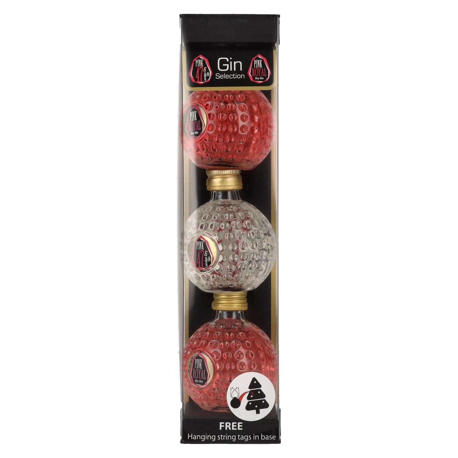 Pink Royal Dry Gin & Pink 47 London Dry Gin Christmas Baubles 42,3% Vol. 3x0,05l in Geschenkbox