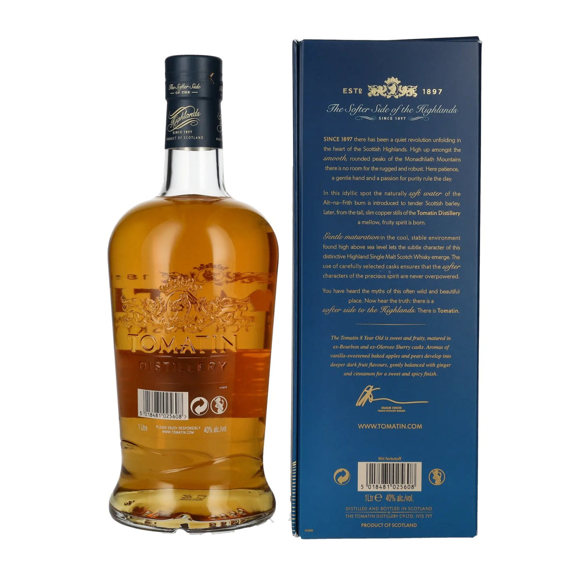 Tomatin 8 ans d'âge BOURBON &amp; SHERRY CASKS, exclusivité Travel Retail, 40 % vol., 1 l, dans un coffret cadeau
