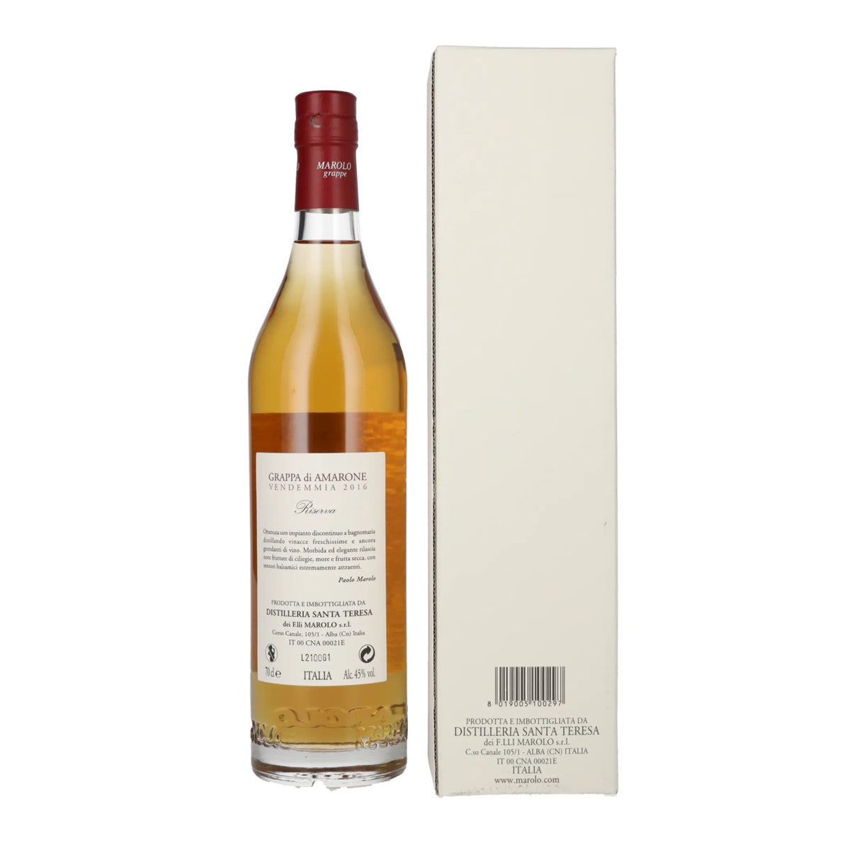 Marolo Alba Grappa di AMARONE 45% vol. 0,7 l in geschenkverpakking