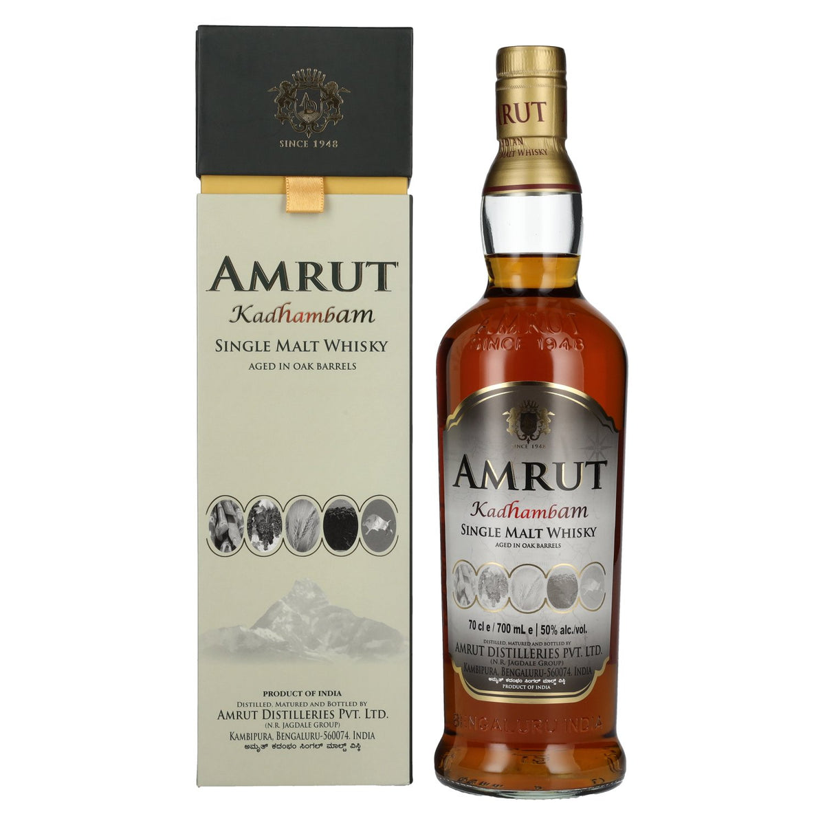 Amrut KADHAMBAM Single Malt Whisky 50% vol. 0,7 l in geschenkverpakking