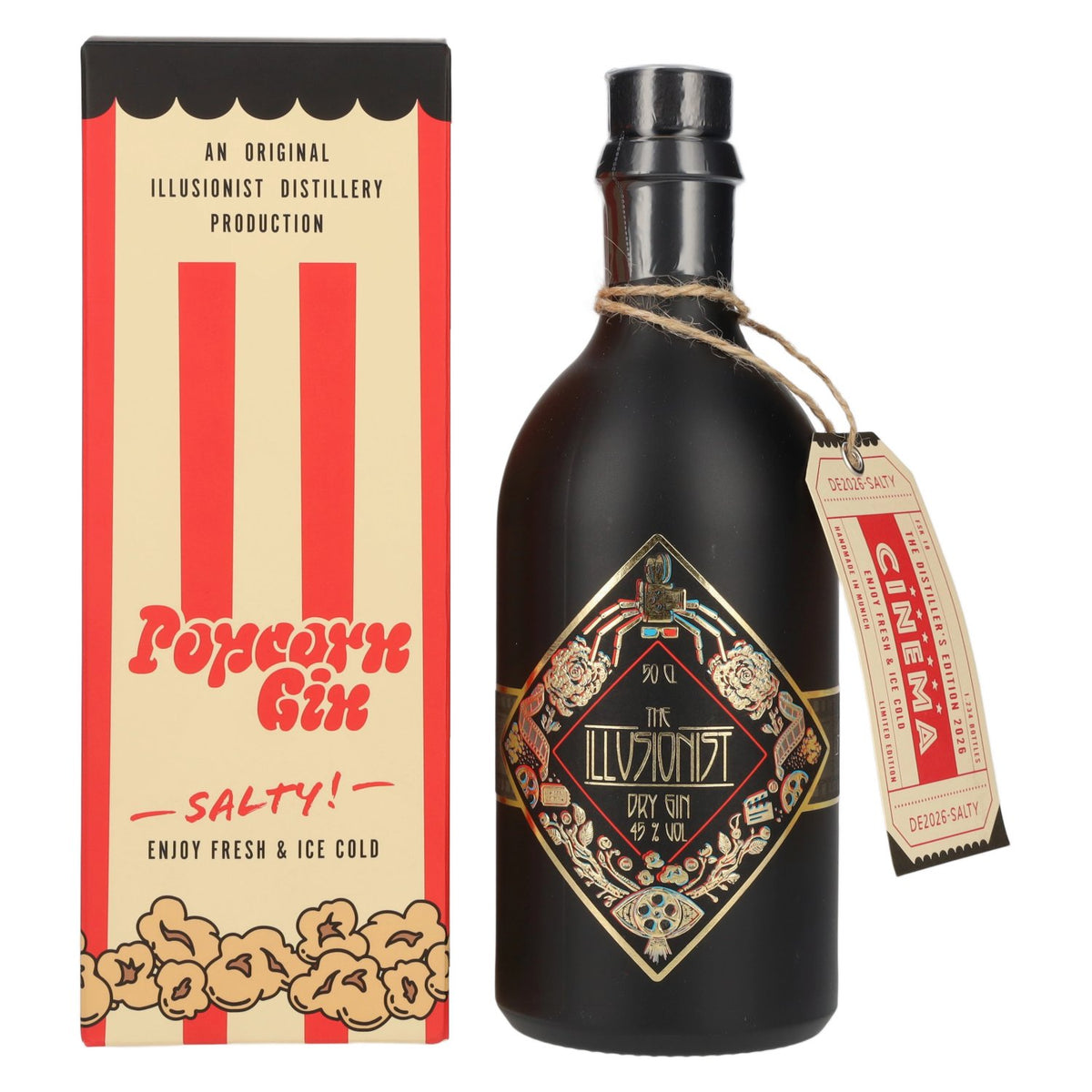 The Illusionist Dry Gin Distiller's The Cinema Edition SALTY 2026 45% vol. 0,5 l in geschenkverpakking met 3D-bril