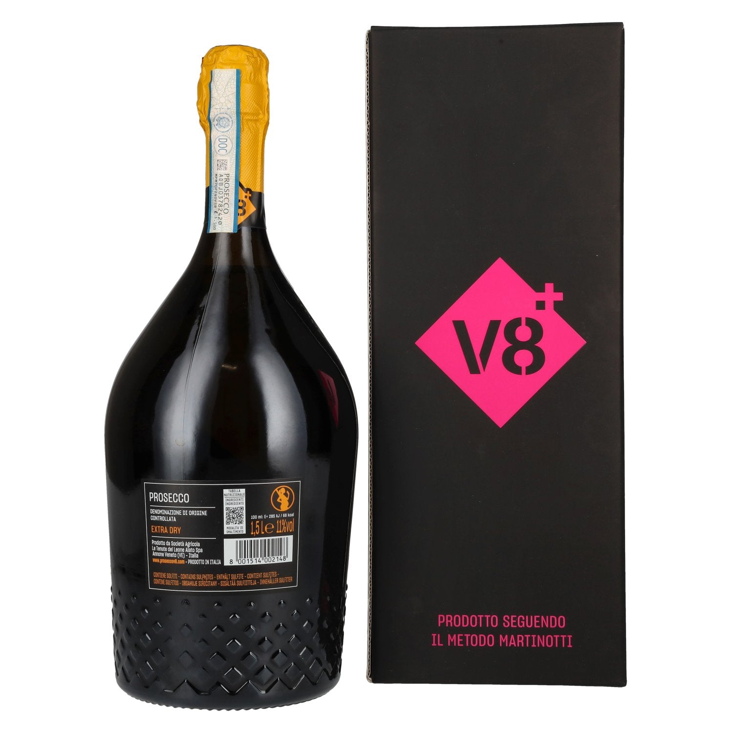 V8+ SANDRO Prosecco Extra Dry DOC 11% Vol. 1,5l in Geschenkbox