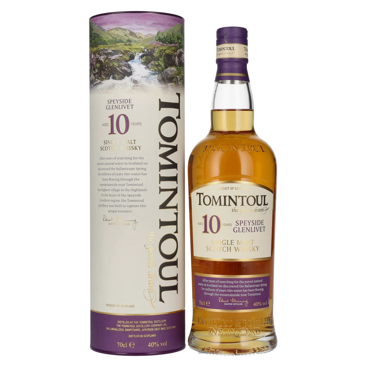 Tomintoul 10-Year-Old Single Malt Scotch Whisky, 40% vol., 0.7 litres, in a gift box