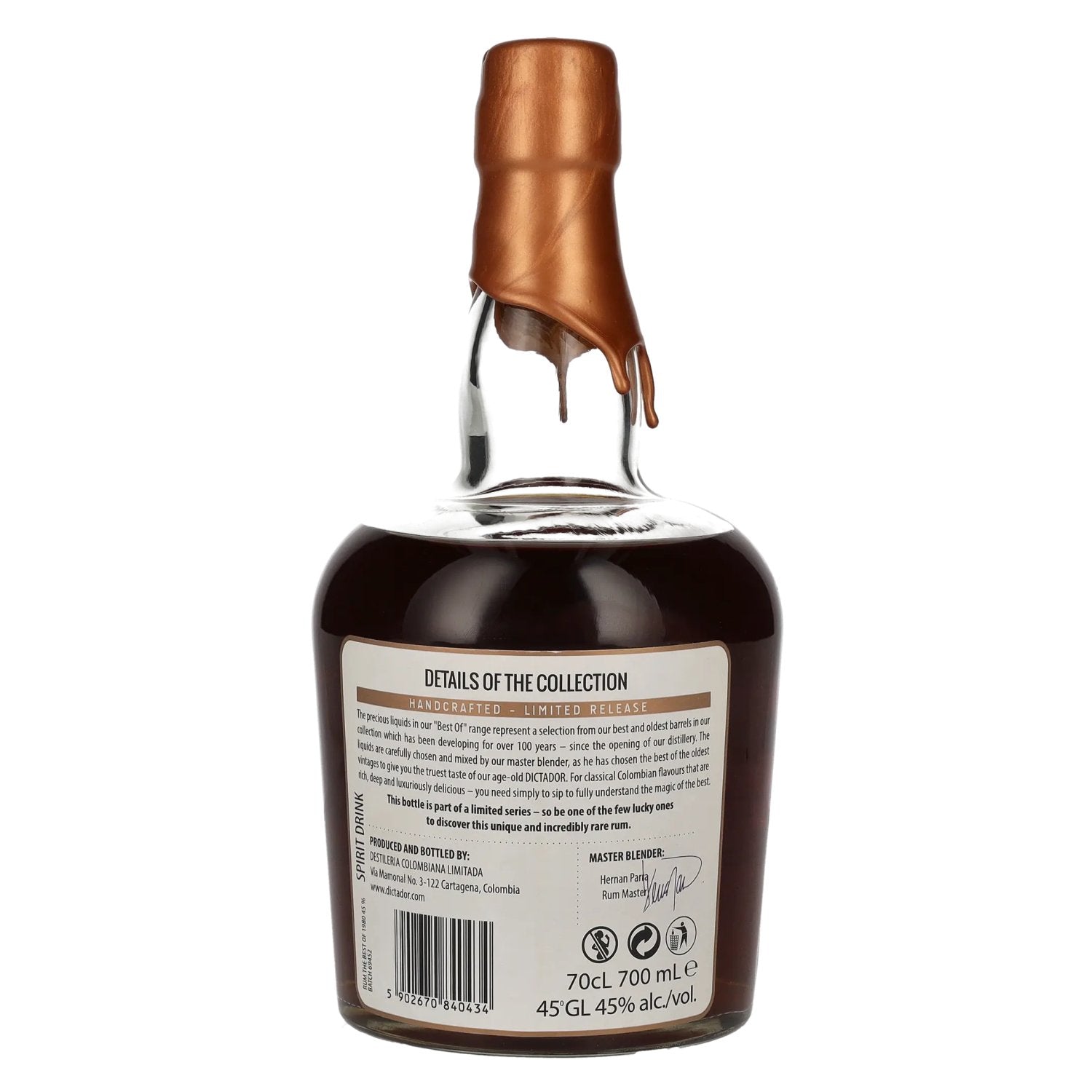 Dictador BEST OF 1980 Colombian Rum 030616/PC4458 Limited Release 45% Vol. 0,7l