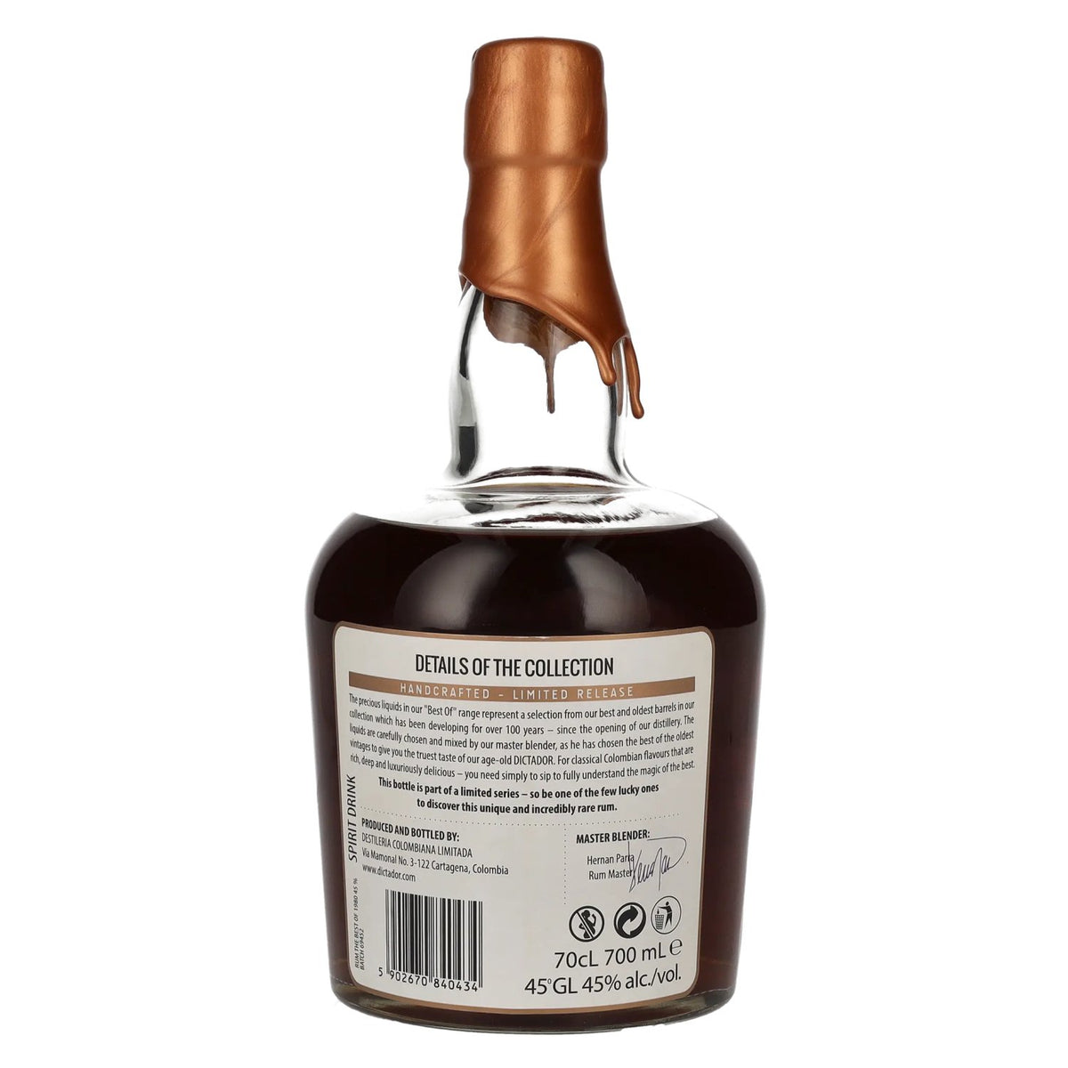 Dictador BEST OF 1980 Colombian Rum 030616/PC4458 Limited Release 45% vol. 0.7 l