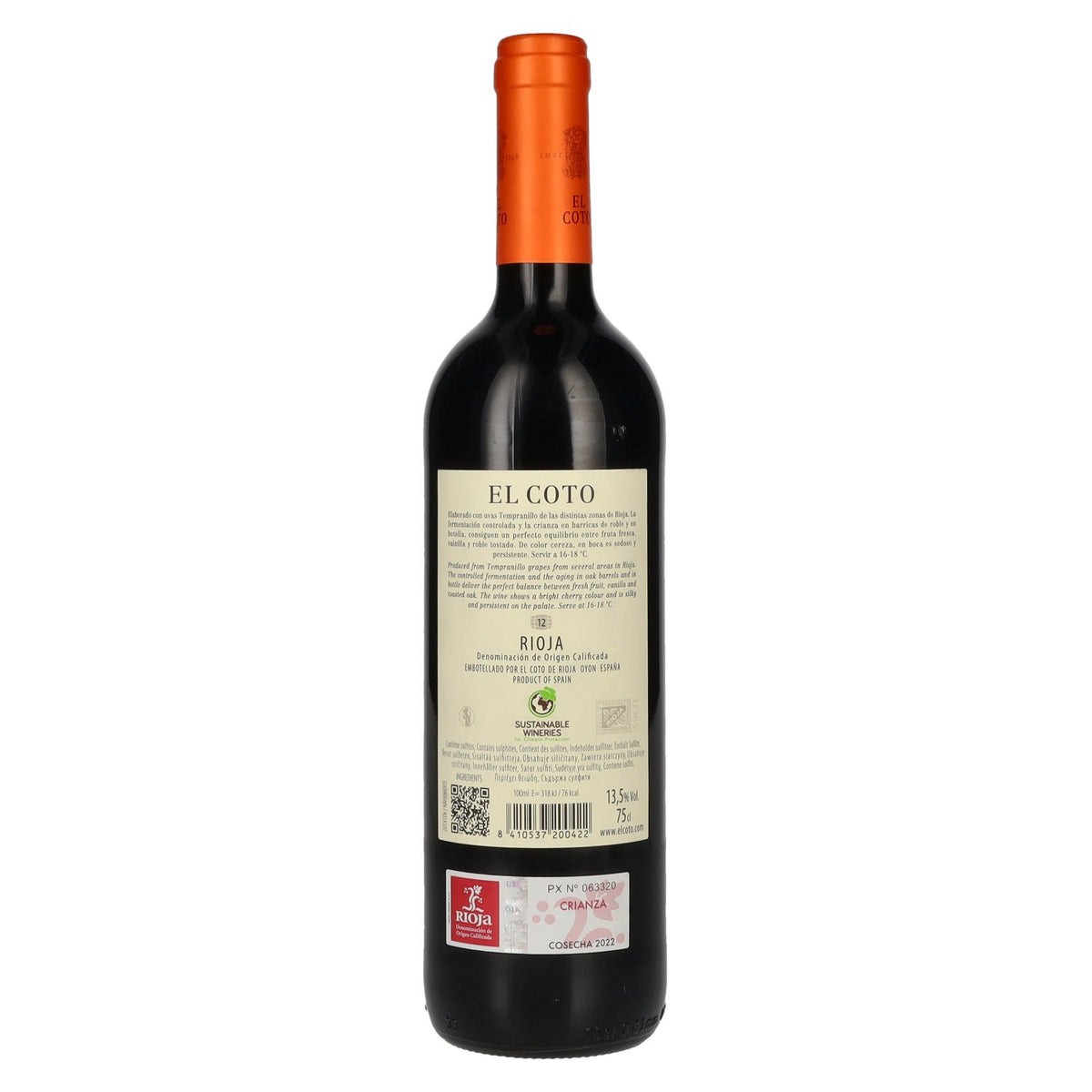 El Coto Rioja Crianza DOC 2022 13.5% ABV 0.75l