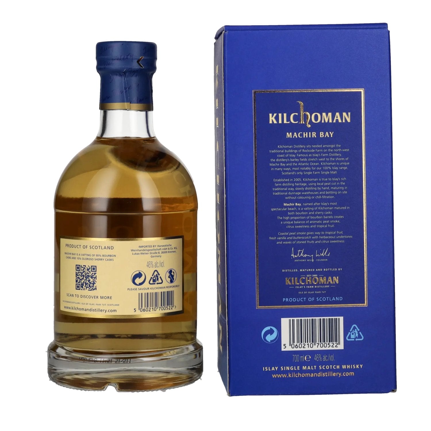 Kilchoman MACHIR BAY Islay Single Malt Scotch Whisky 46% Vol. 0,7l in Geschenkbox