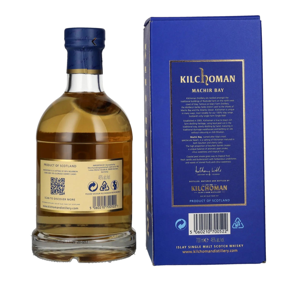 Kilchoman MACHIR BAY Islay Single Malt Scotch Whisky 46% vol. 0,7 l in geschenkverpakking