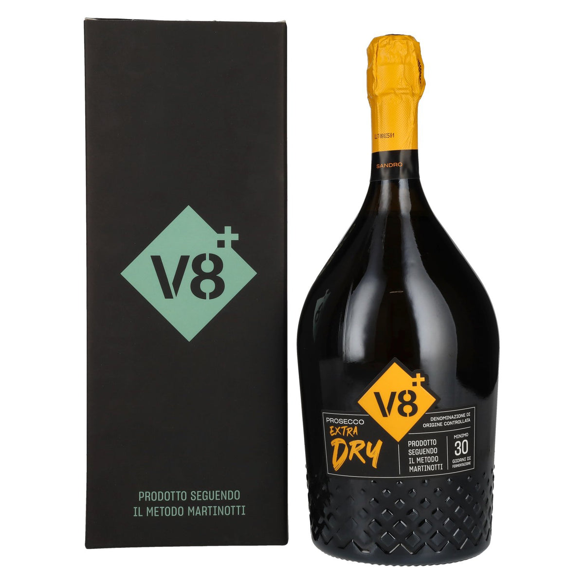 V8+ SANDRO Prosecco Extra Dry DOC 11 % vol. 1,5 l dans un coffret cadeau