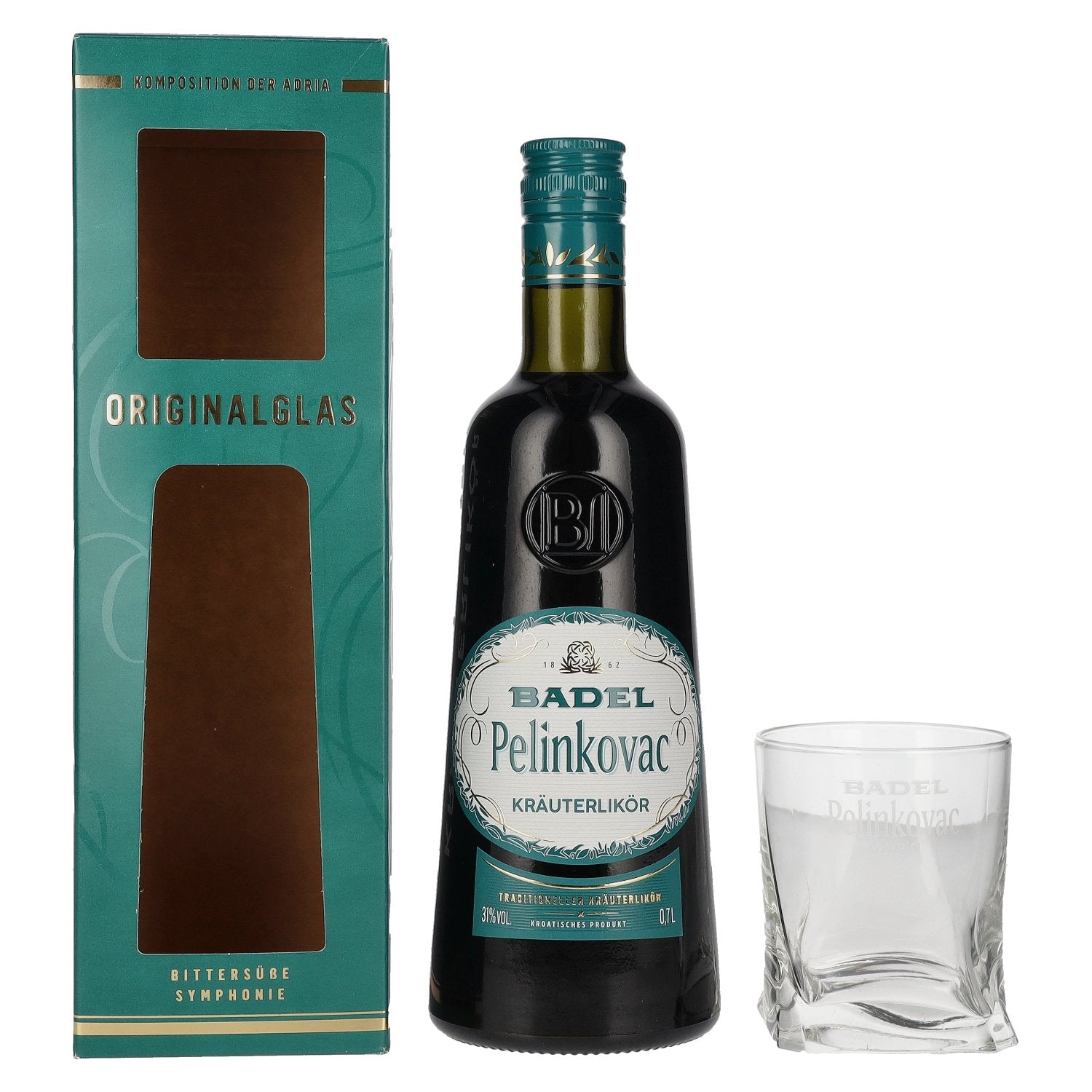 Badel Pelinkovac GORKI 31% Vol. 0,7l in gift box with glass