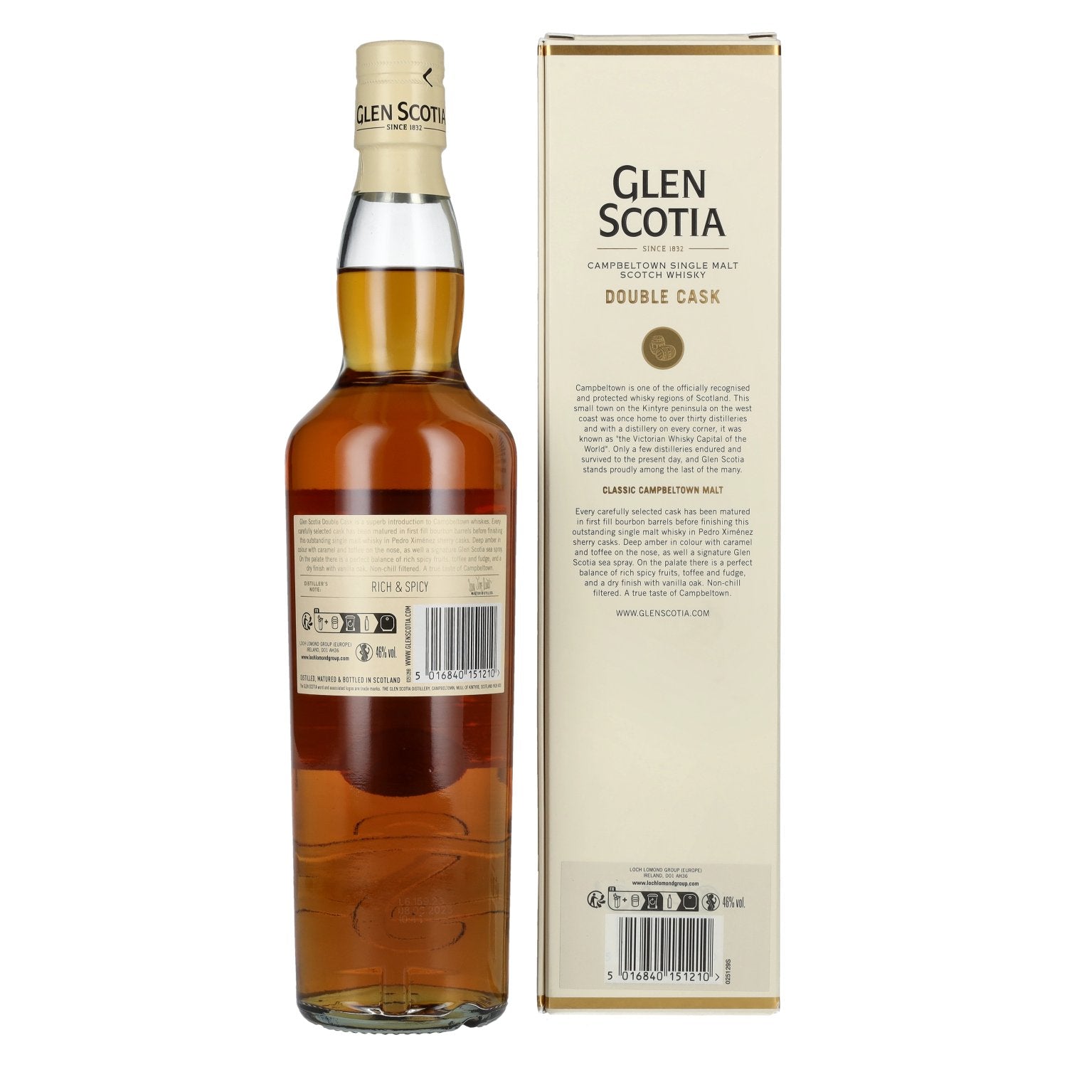 Glen Scotia DOUBLE CASK PX Sherry Casks Single Malt Scotch Whisky 46% Vol. 0,7l in geschenkverpakking