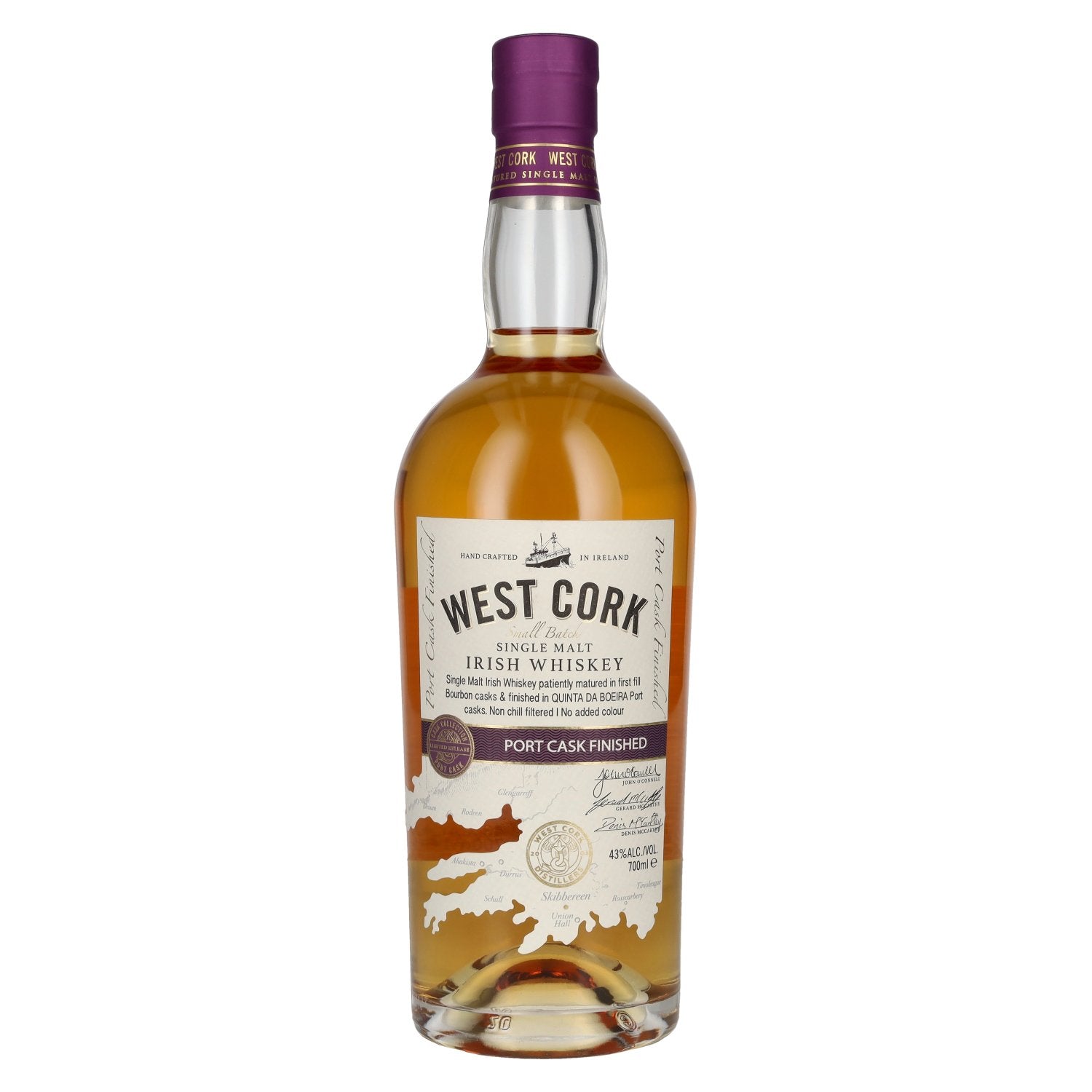 West Cork Single Malt Irish Whiskey PORT CASK FINISHED 43% Vol. 0,7l