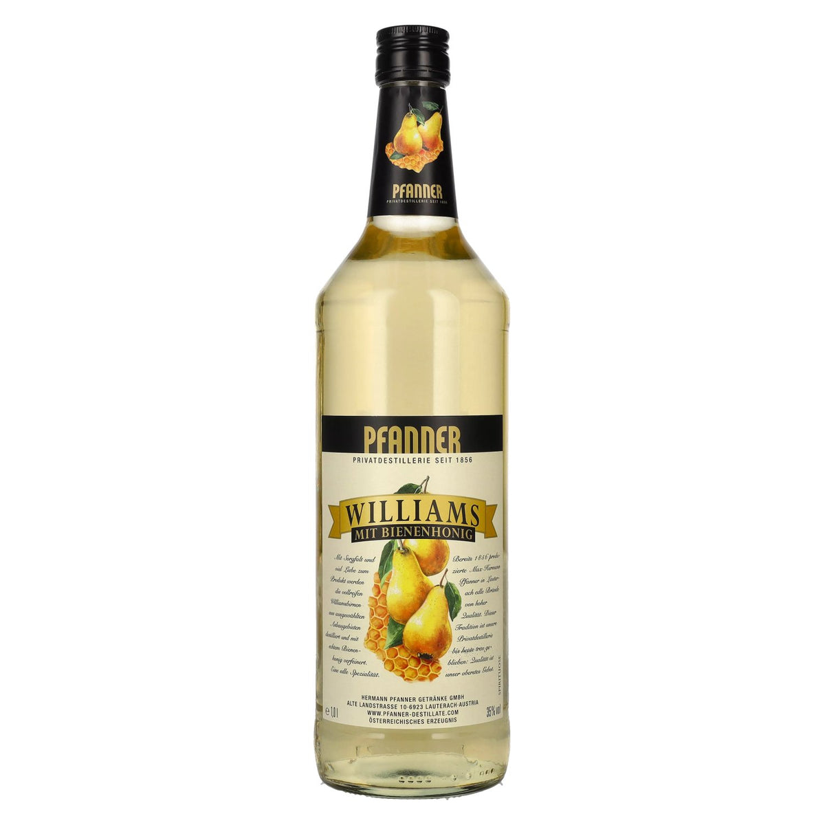 Pfanner Williams with honey, 35% ABV, 1 litre