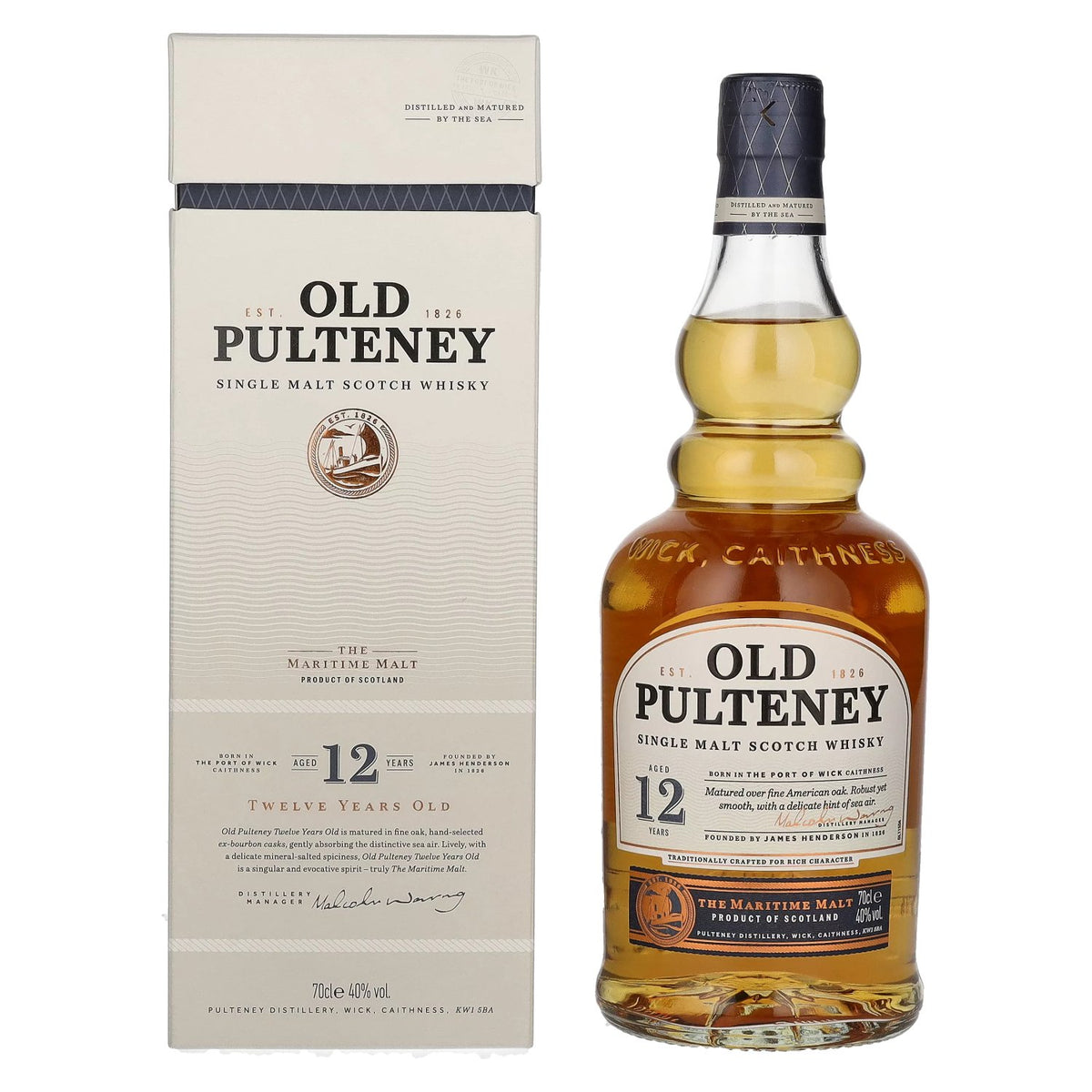 Old Pulteney 12 Years Old Single Malt Scotch Whisky 40% vol. 0,7 l in geschenkverpakking