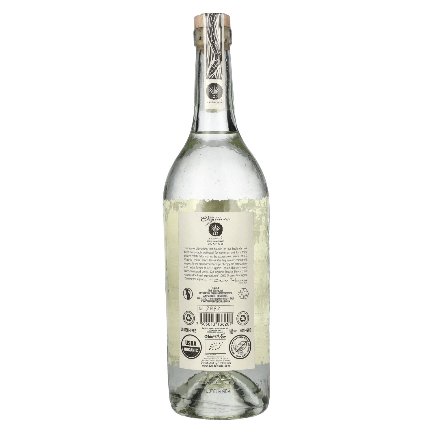 Tequila 123 UNO Blanco 100% de Agave Organic 40% Vol. 0,7l