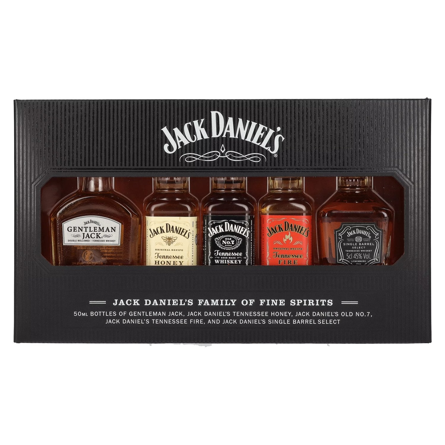 Jack Daniel's FAMILY OF FINE SPIRITS 39% Vol. 5x0,05l in Geschenkbox