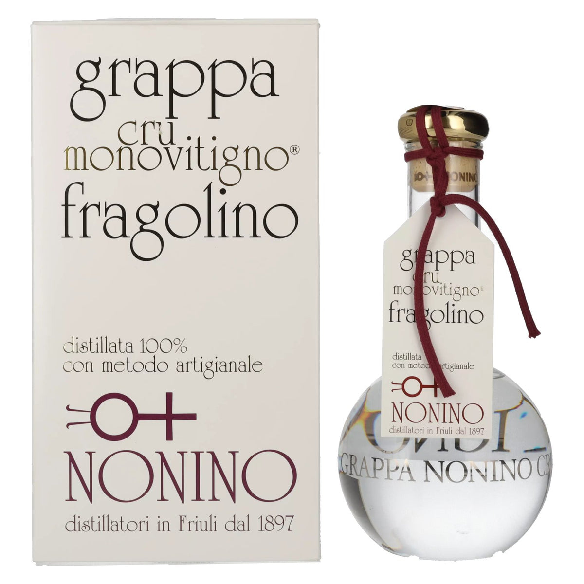 Nonino Grappa Cru Monovitigno Fragolino 45% vol. 0,5 l in geschenkverpakking