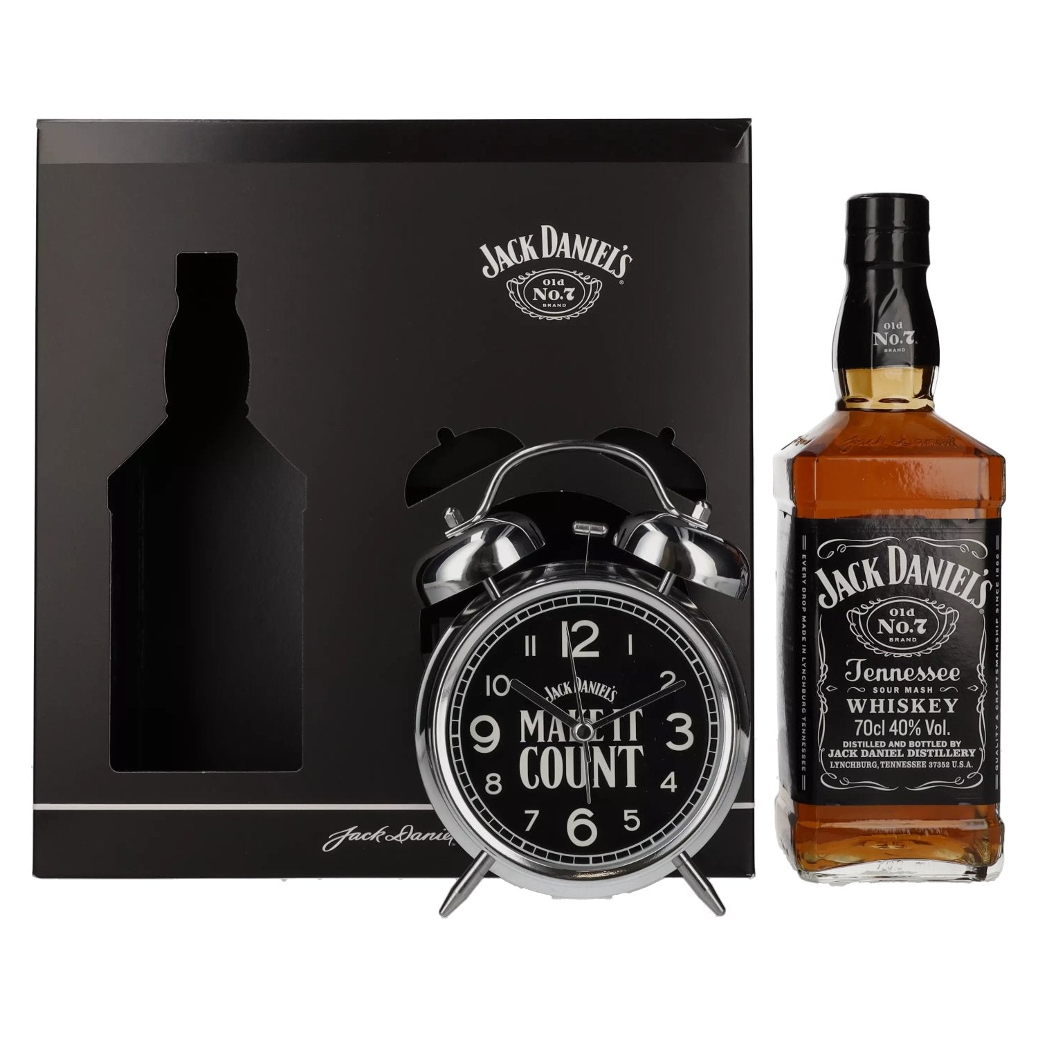 Jack Daniel's Tennessee Whiskey 40% Vol. 0,7l in Geschenkbox mit Wecker
