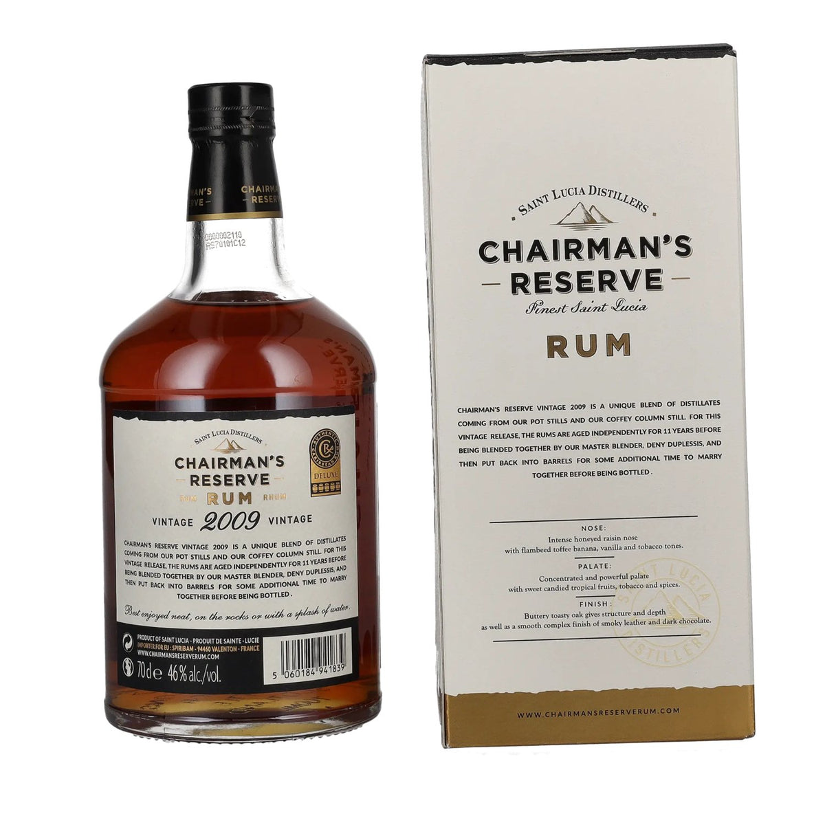 Rhum Chairman's Reserve VINTAGE 2009 46 % vol., 0,7 l, dans un coffret cadeau