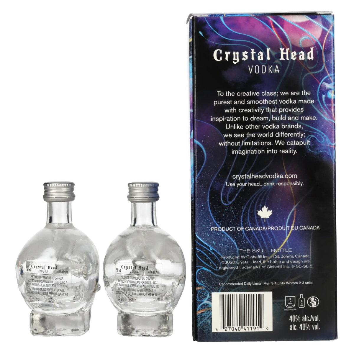 Crystal Head Vodka 40% vol. 2 x 0,05 l in geschenkverpakking