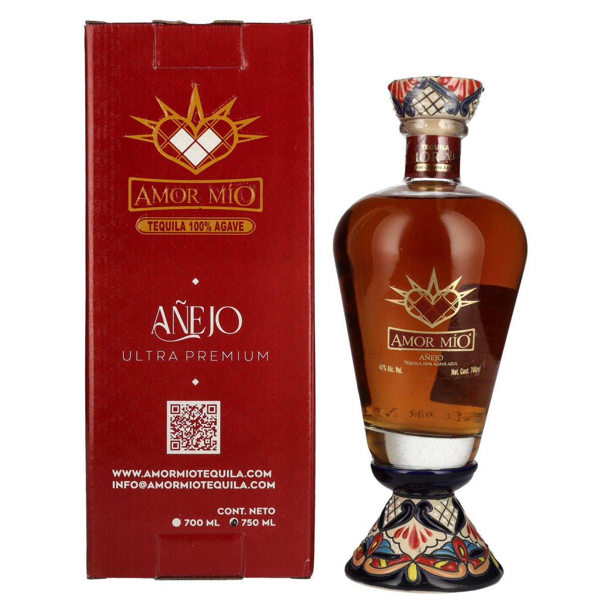 Amor Mío Tequila Añejo 100% Blue Agave 40% ABV 0.7l in a gift box
