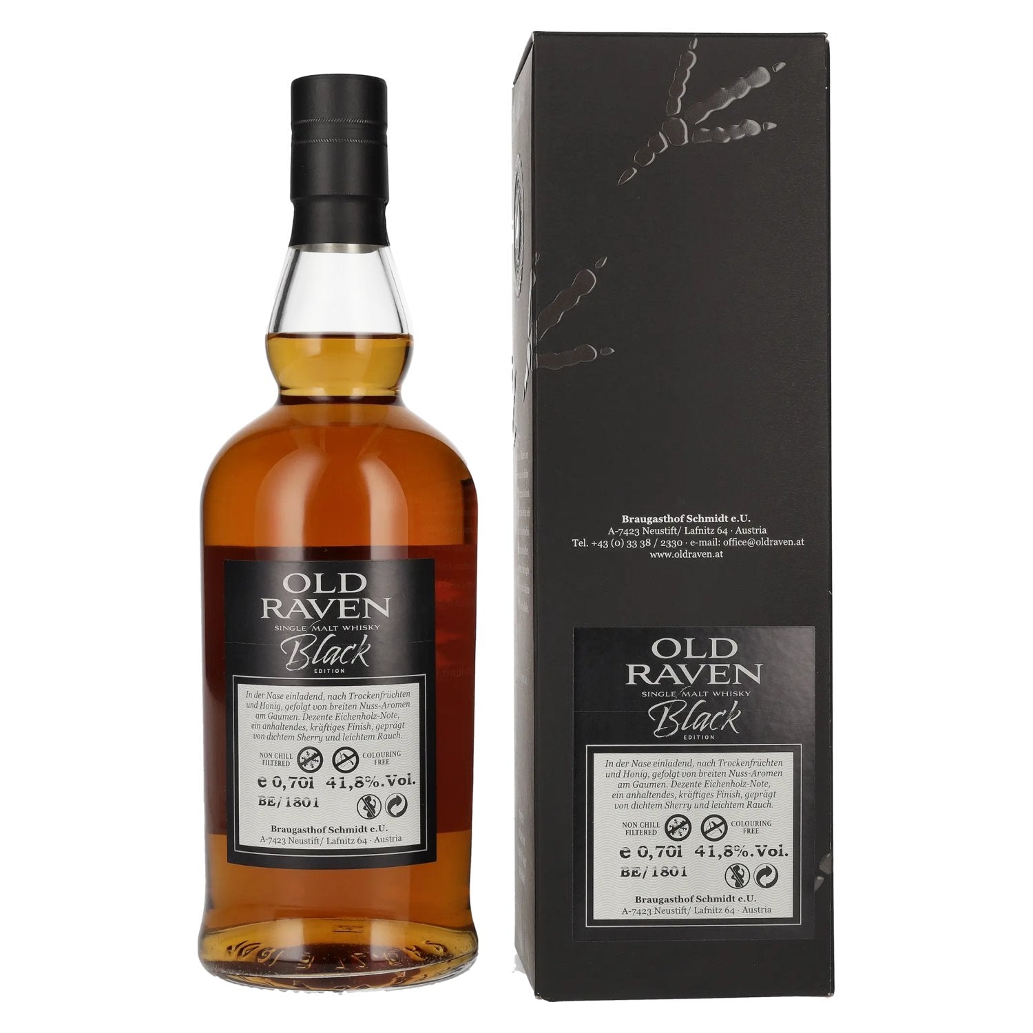 Old Raven Whisky Triple Distilled Single Malt Whisky Black Edition Cask Strength 54% Vol. 0,7l in gift box