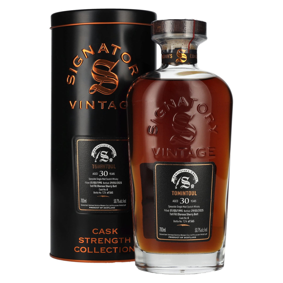 Signatory Vintage Tomintoul 30 Years Old Cask Strength #6 1995 50.7% vol. 0.7l in a tin box