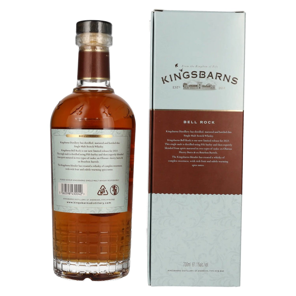 Kingsbarns BELL ROCK Lowland Single Malt Scotch Cask Strength 61,1% vol. 0,7 l in geschenkverpakking