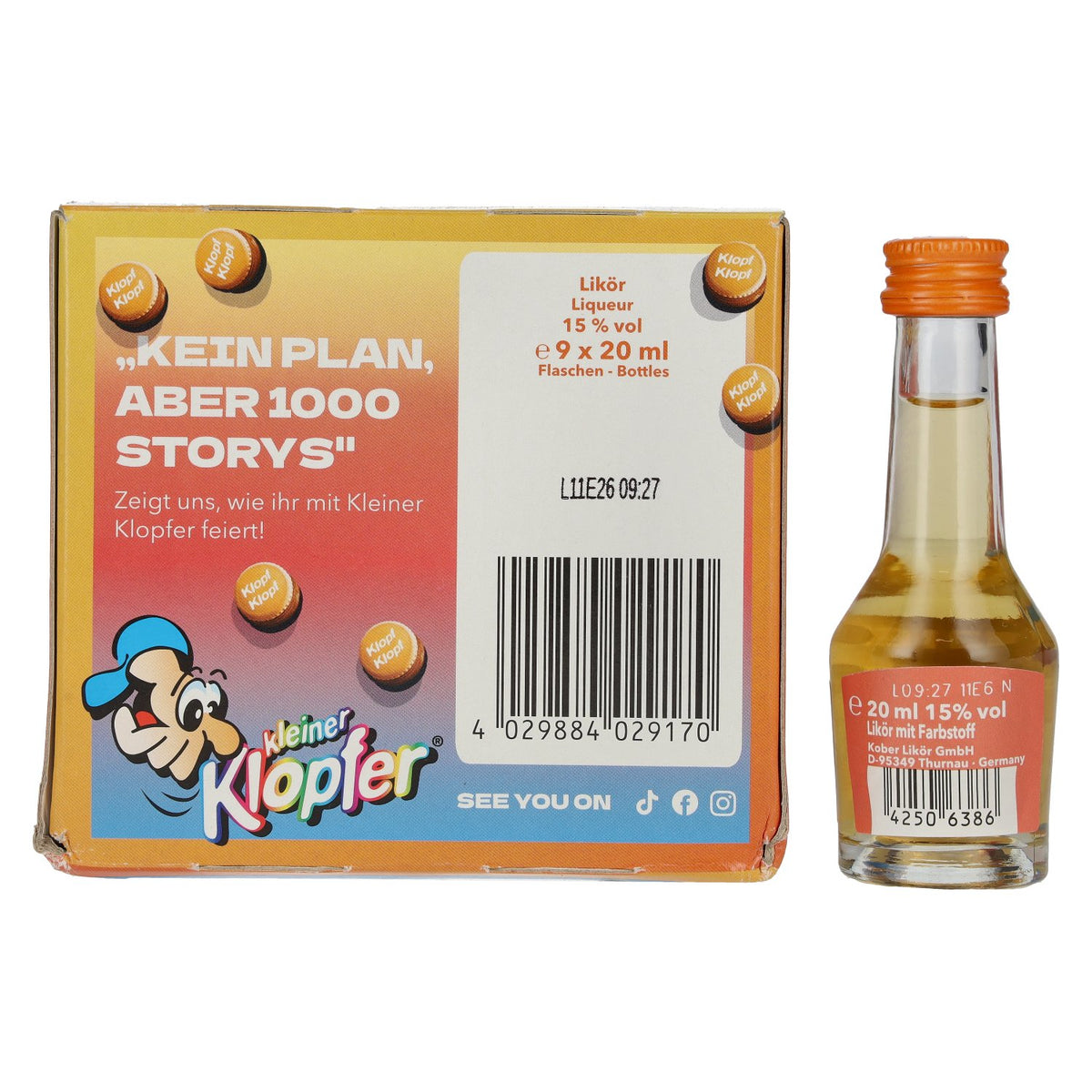 Kleiner Klopfer ijsthee perzik 15% vol. 9 x 0,02 l