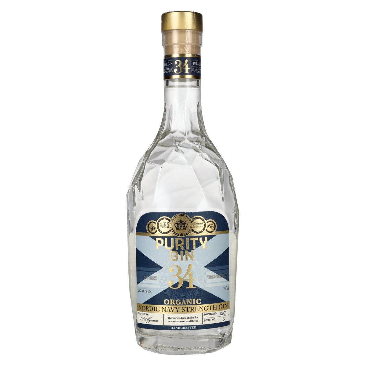 Purity 34 CRAFT NORDIC NAVY STRENGTH Biologische gin 57,1% vol. 0,7 l