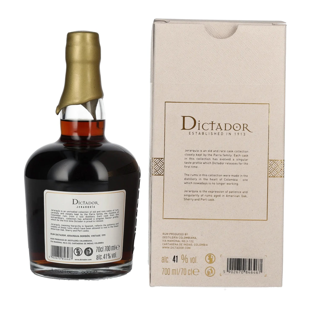 Dictador JERARQUÍA 29 Years Old BORBÓN Rum 1991 41% Vol. 0,7l in Geschenkbox