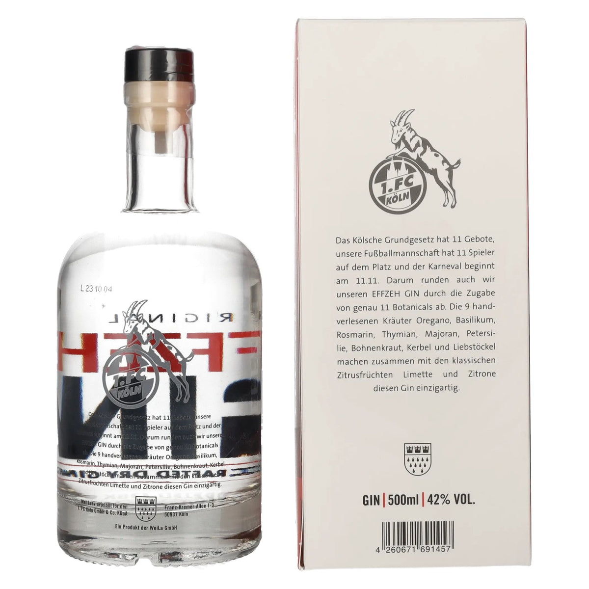 Effzeh Original Handcrafted Dry Gin 42% ABV 0.5l