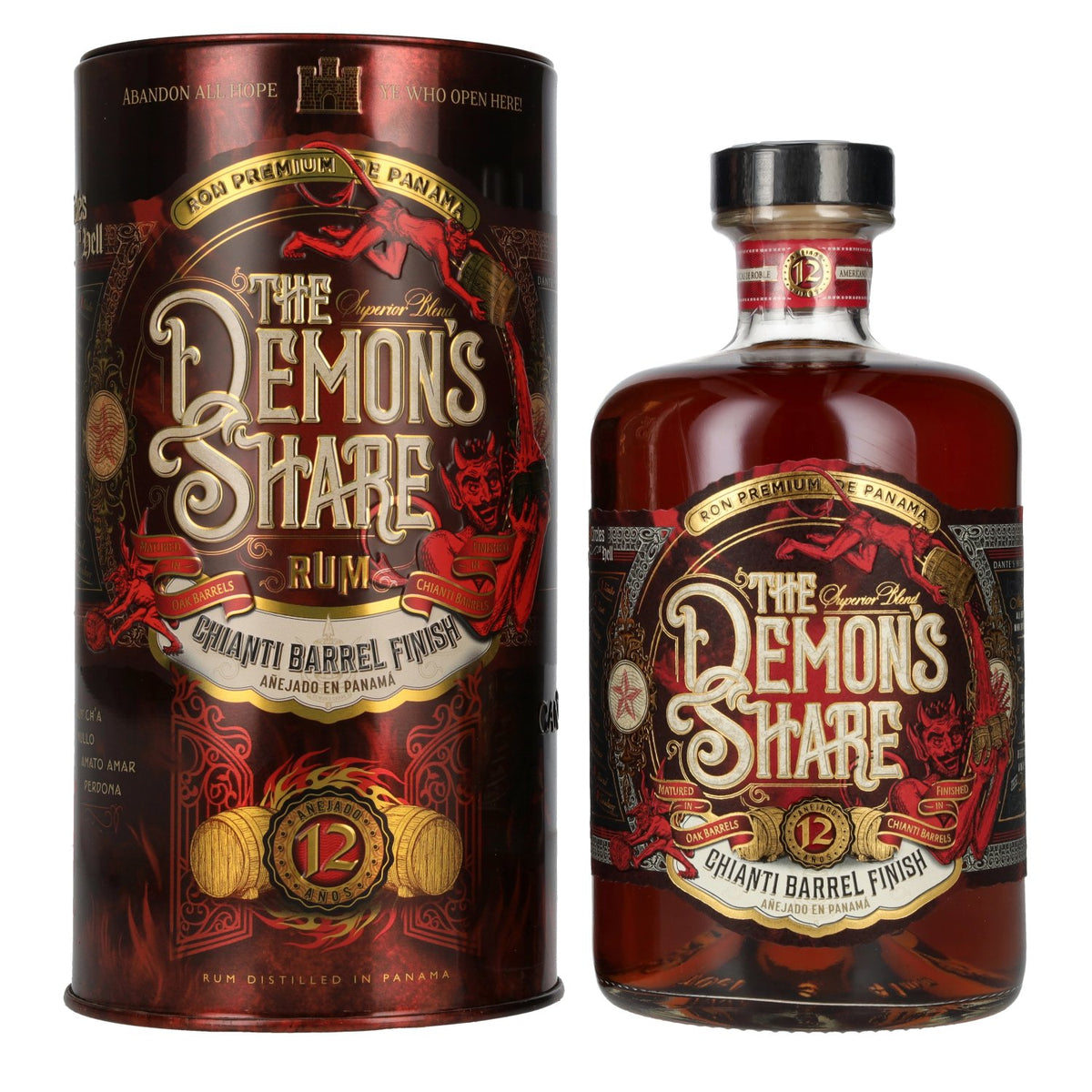 The Demon's Share Superior Blend Rum, 12 Years Old, Chianti Barrel Finish, 41% vol., 0.7l in a tin box