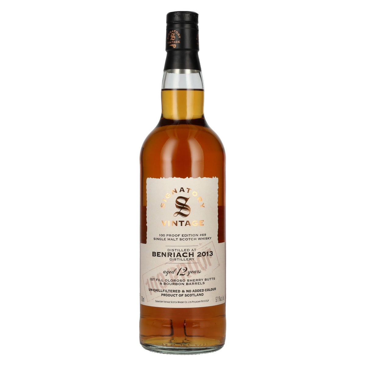 Signatory Vintage 100 Proof Edition Benriach 12 ans d'âge Single Malt n° 69 2013 57,1 % vol. 0,7 l