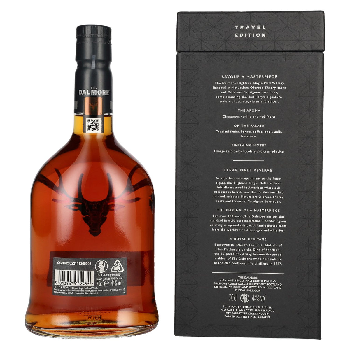 The Dalmore CIGAR MALT Reserve Highland Single Malt Scotch Whisky Édition Voyage 44 % vol. 0,7 l dans un coffret cadeau