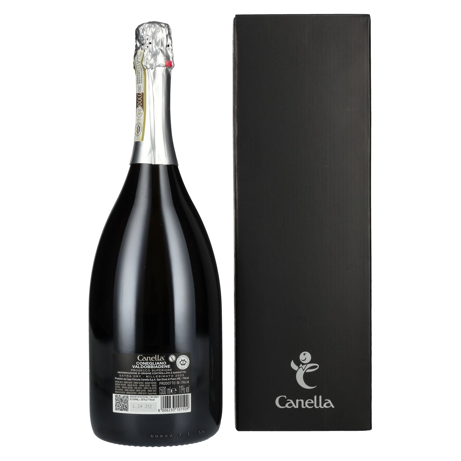 Canella Valdobbiadene Prosecco Superiore Millesimato Extra Dry DOCG 2023 11% vol. 1.5l in geschenkverpakking