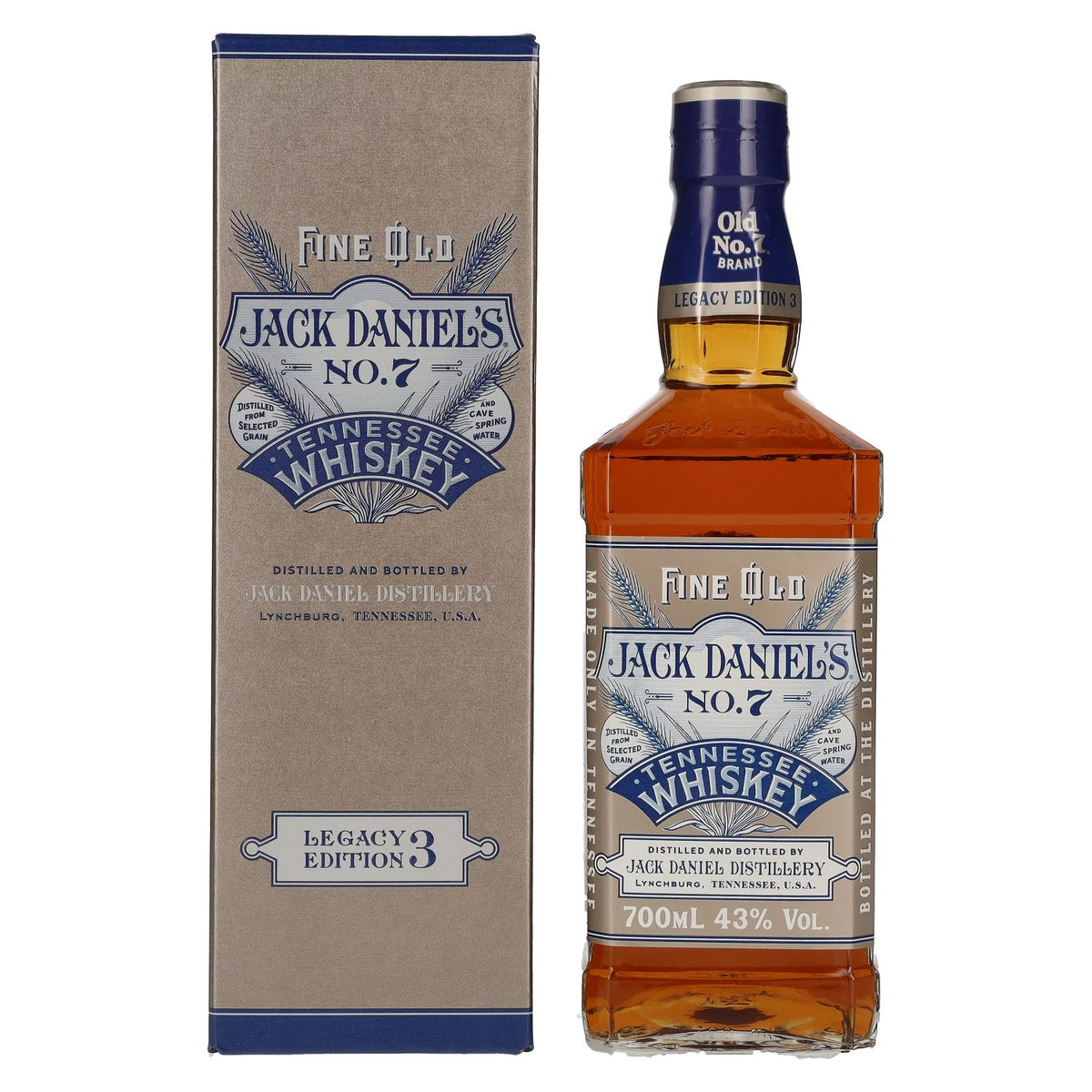 Jack Daniel's Sour Mash Tennessee Whiskey LEGACY EDITION No. 3 - GREY DESIGN 43 % vol. 0,7 l dans un coffret cadeau