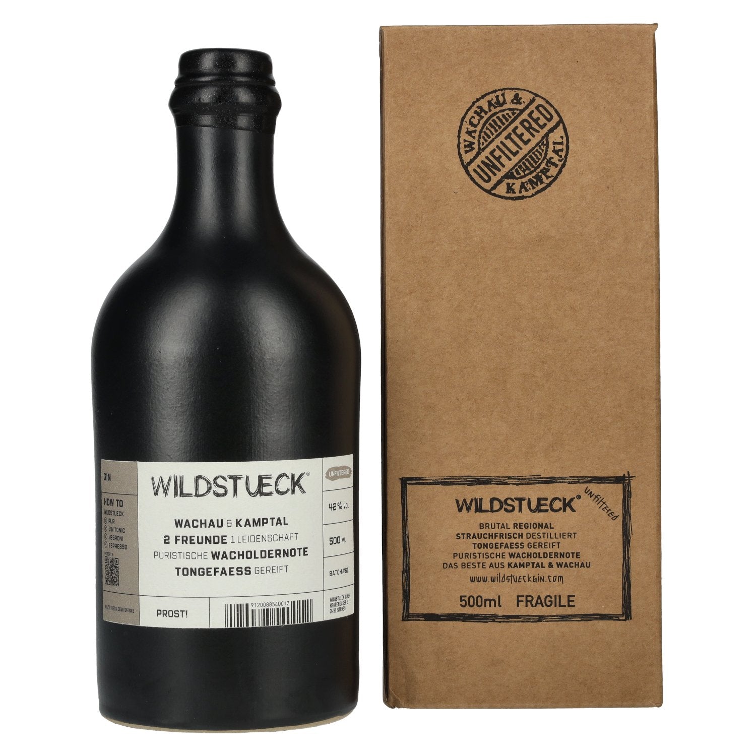 Wildstueck Danube Dry Gin Unfiltered 42% Vol. 0,5l in Geschenkbox