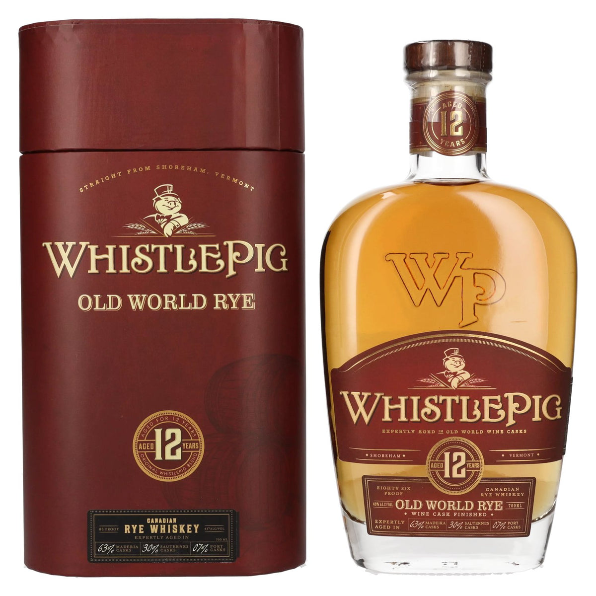 WhistlePig 12 Years Old OLD WORLD Rye Whiskey 43% ABV 0.7 litres in a gift box