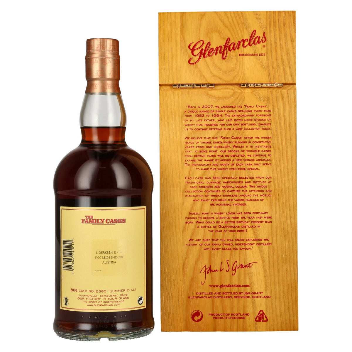 Glenfarclas THE FAMILY CASKS Single Cask SUMMER 2024 Sherry Butt #2385 2004 58.8% vol. 0.7l in a wooden box