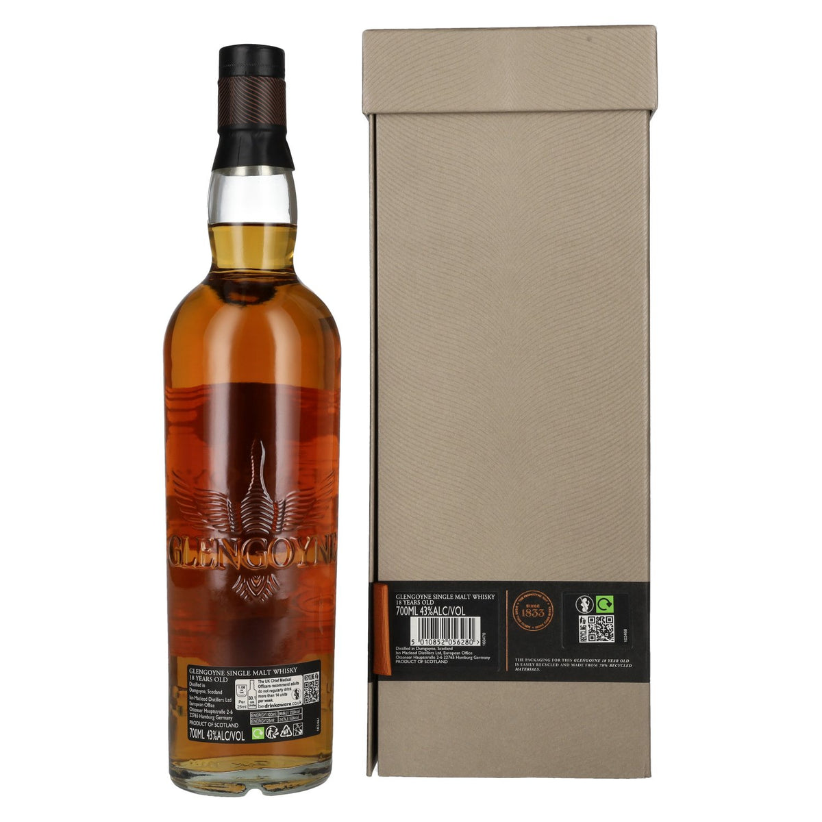 Glengoyne 18 Years Old Highland Single Malt Scotch Whisky 43% vol. 0,7 l in geschenkverpakking