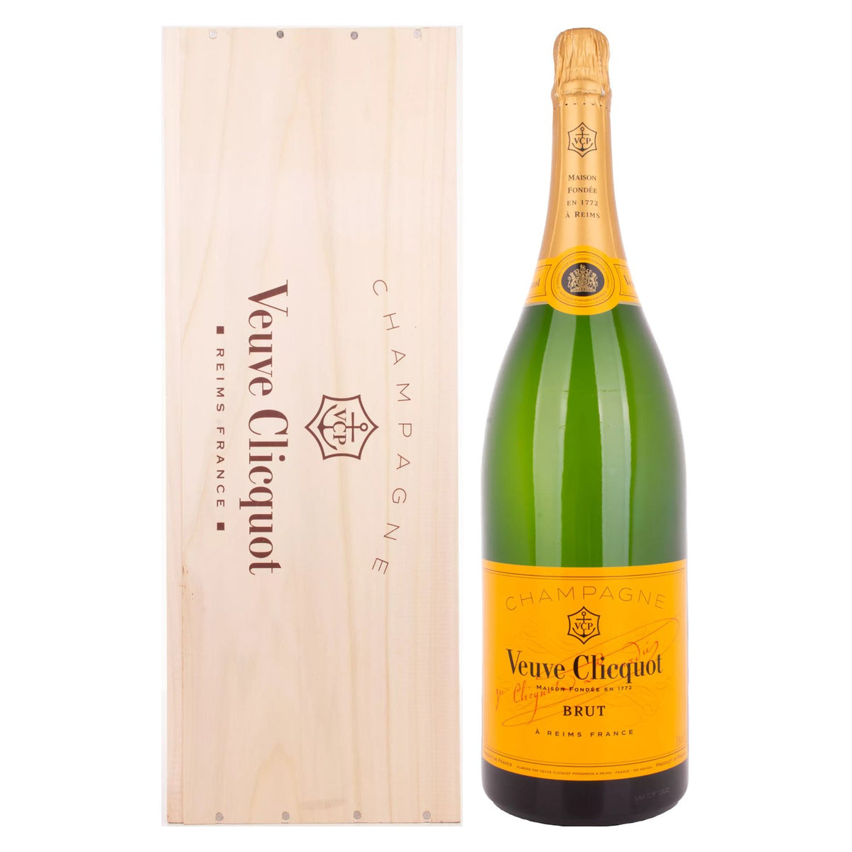 Champagne Veuve Clicquot Brut Yellow Label 12 % vol., 3 l, dans un coffret en bois