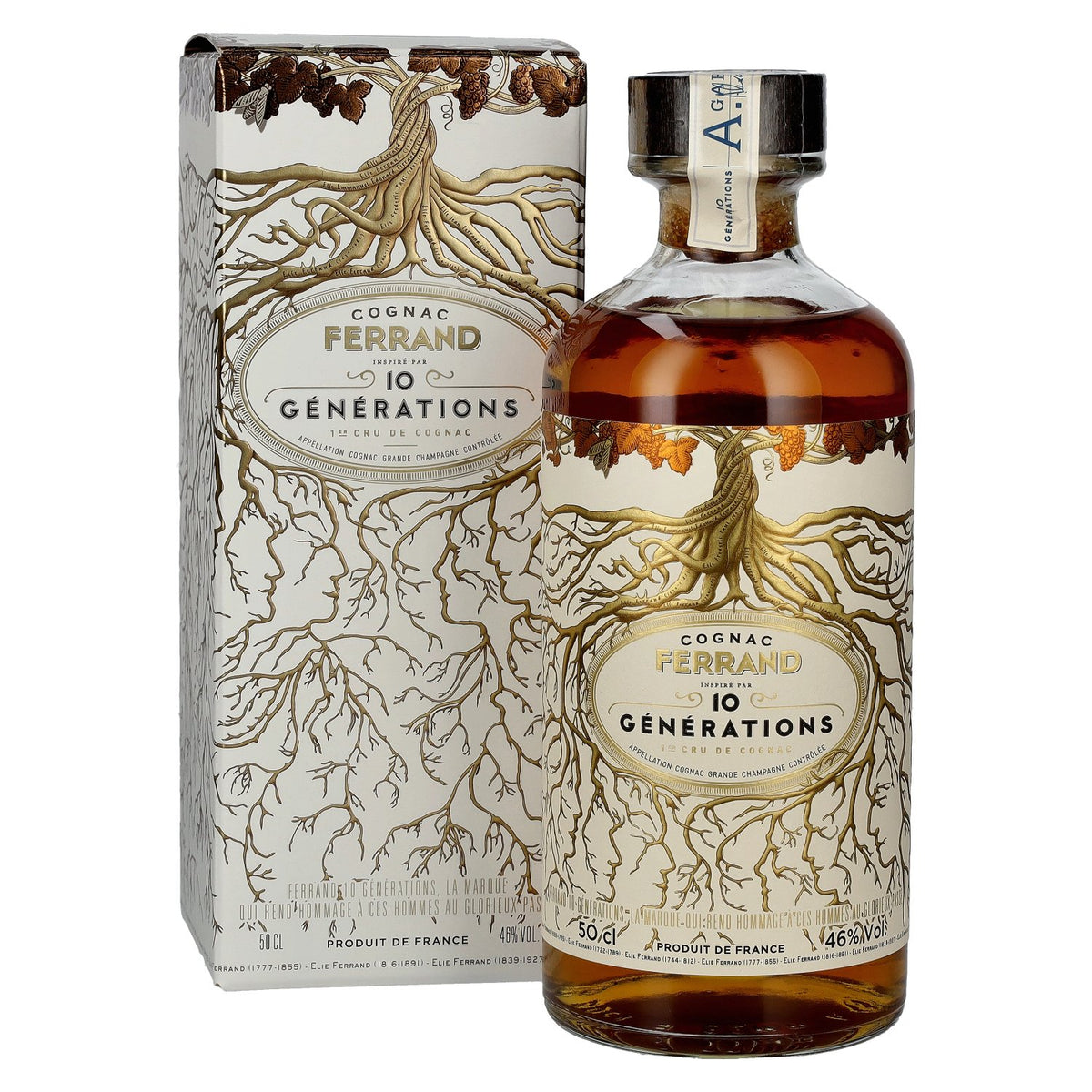 Cognac Ferrand 10 GÉNÉRATIONS 1er Cru de Cognac Grande Champagne 46% vol. 0.5 l in a gift box