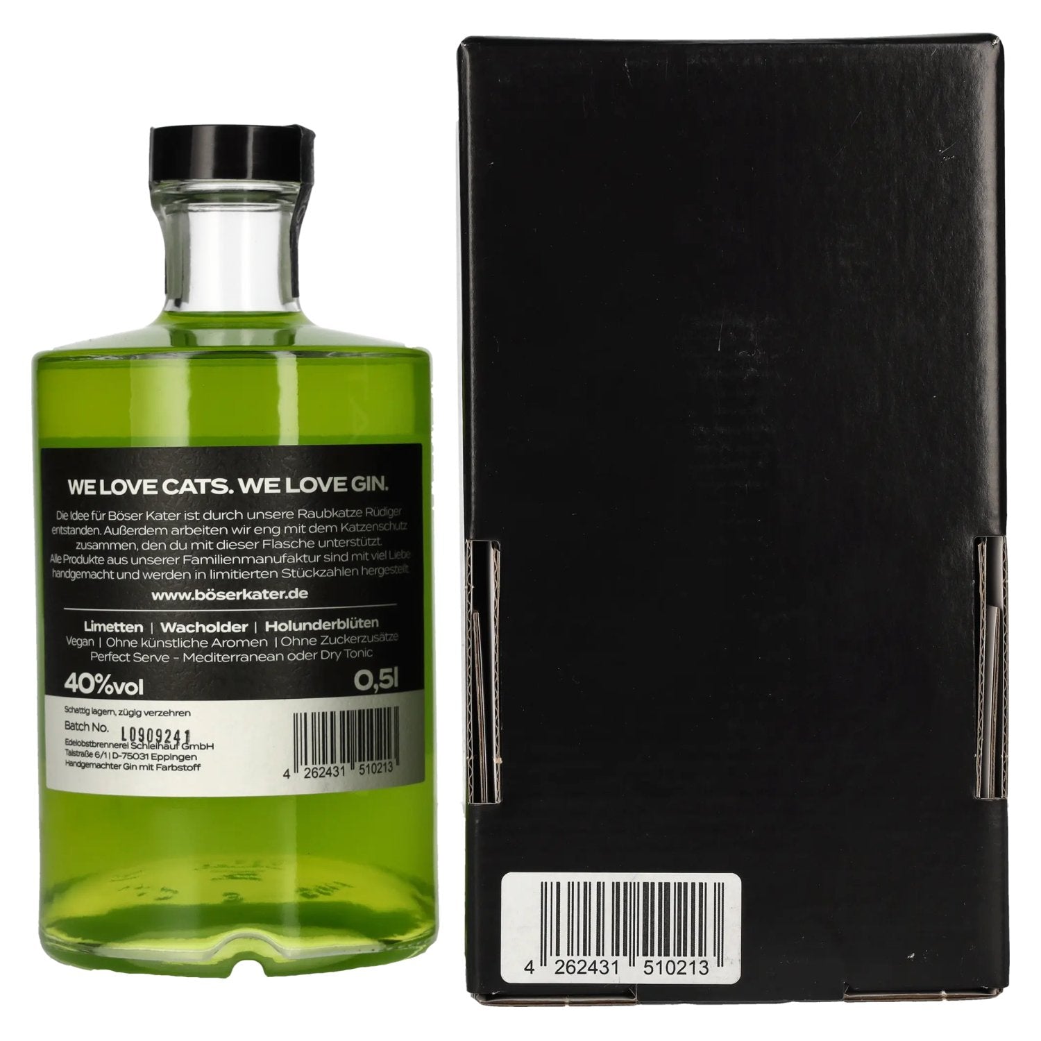 BÖSER KATER Black Light Neon Lime Gin 40% Vol. 0,5l in gift box