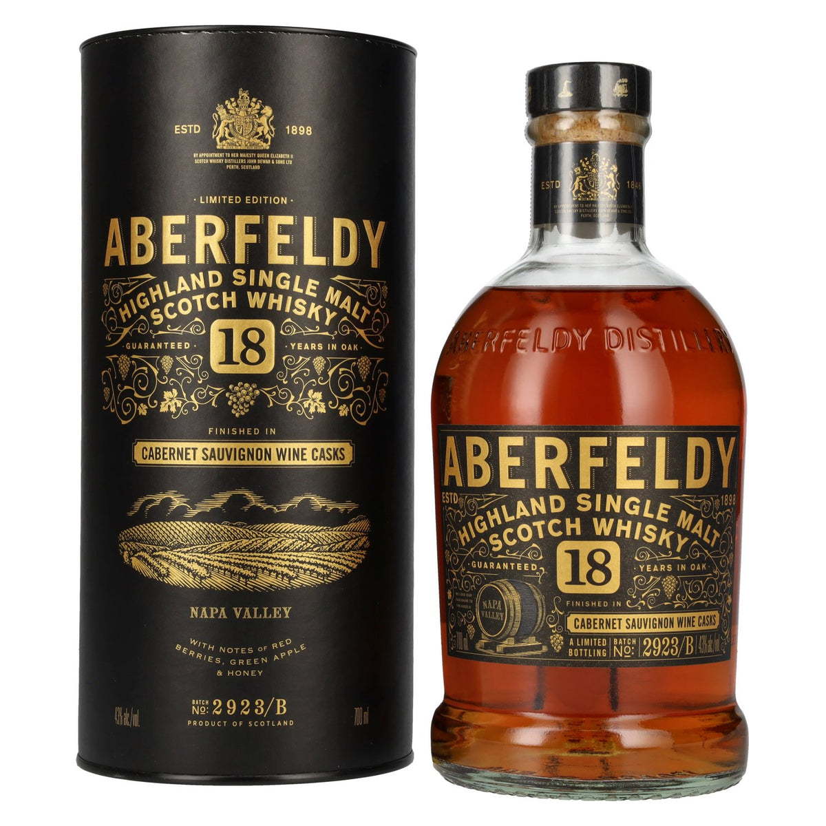 Aberfeldy 18 Years Old Cabernet Sauvignon Wine Casks NAPA VALLEY 43% Vol. 0,7l en boîte cadeau