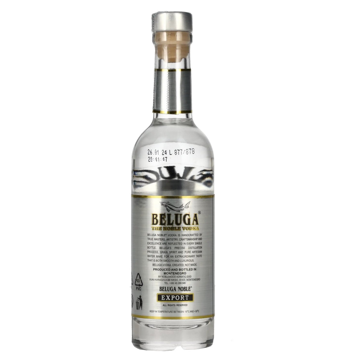 Beluga Noble Vodka EXPORT Montenegro 40% vol. 0.05 l