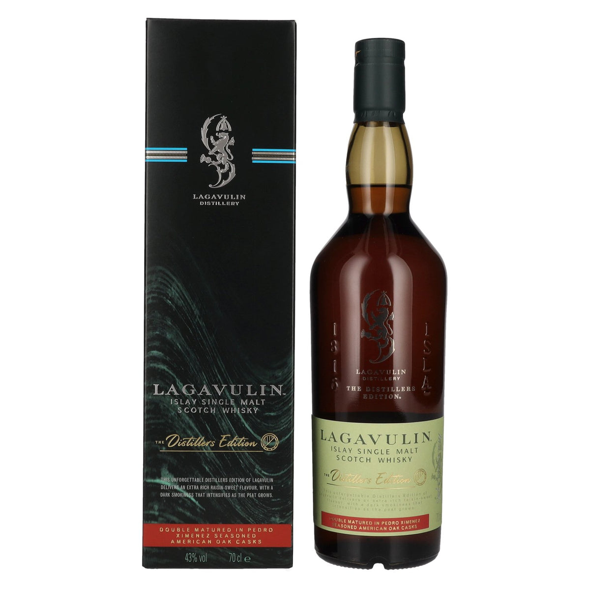Lagavulin The Distillers Edition Double Matured, whisky single malt d'Islay 2023, 43 % vol., 0,7 l, dans un coffret cadeau