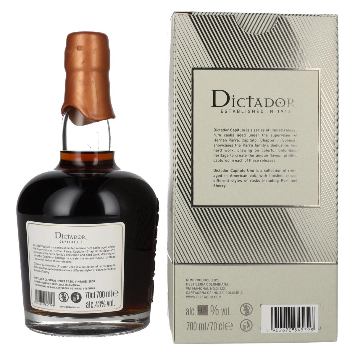 Dictador CAPITULO I 20 Years Old Port Cask Colombian Aged Rum 2000 43% Vol. 0,7l in Geschenkbox