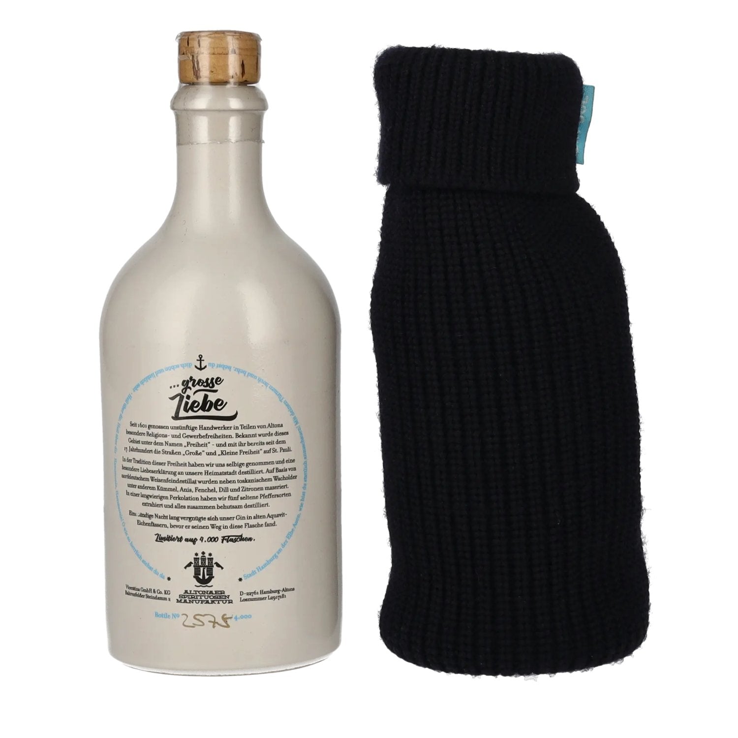 Gin Sul Kleine Freiheit Originele Hamburger Gin 45% Vol. 0.5l met tweede huid stoffen hoes