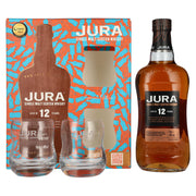 Whisky écossais single malt Jura 12 ans d'âge, 40 % vol., 0,7 l, dans un coffret cadeau avec 2 verres
